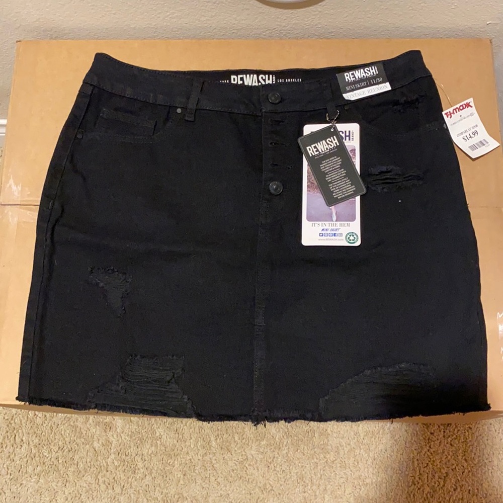 Black denim skirt